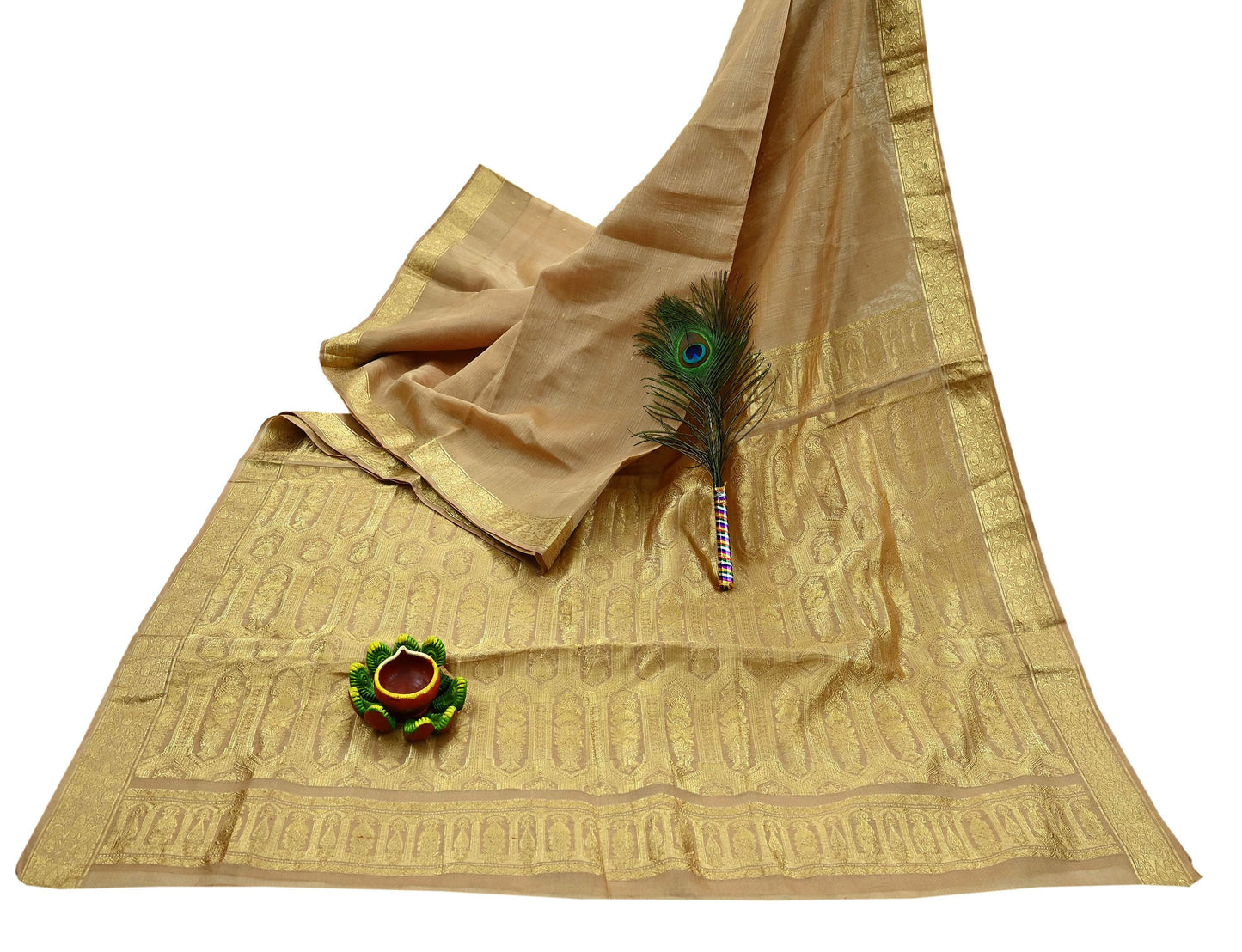 Indian Vintage Sari Beige Pure Organza Silk Hand Woven Sarees 5Yd Zari Border Ethnic Craft Fabric Bollywood Sarees Quilting Crafting Upcycle