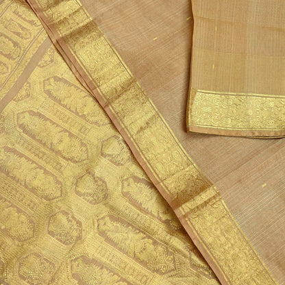 Indian Vintage Sari Beige Pure Organza Silk Hand Woven Sarees 5Yd Zari Border Ethnic Craft Fabric Bollywood Sarees Quilting Crafting Upcycle