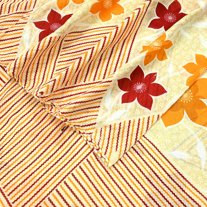 Indian Vintage Sari Ivory Printed Pure Cotton Sarees Craft Fabric Soft Floral 5Yd Sarong Wrap Boho Kimono Dress making Quilting Crafting