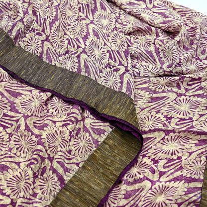 Indian Vintage Sari Ivory & Purple Saree Pure Crepe Silk Printed Sarees 5yd Sewing Floral Soft Craft Fabric Wrap Crafting Dress making