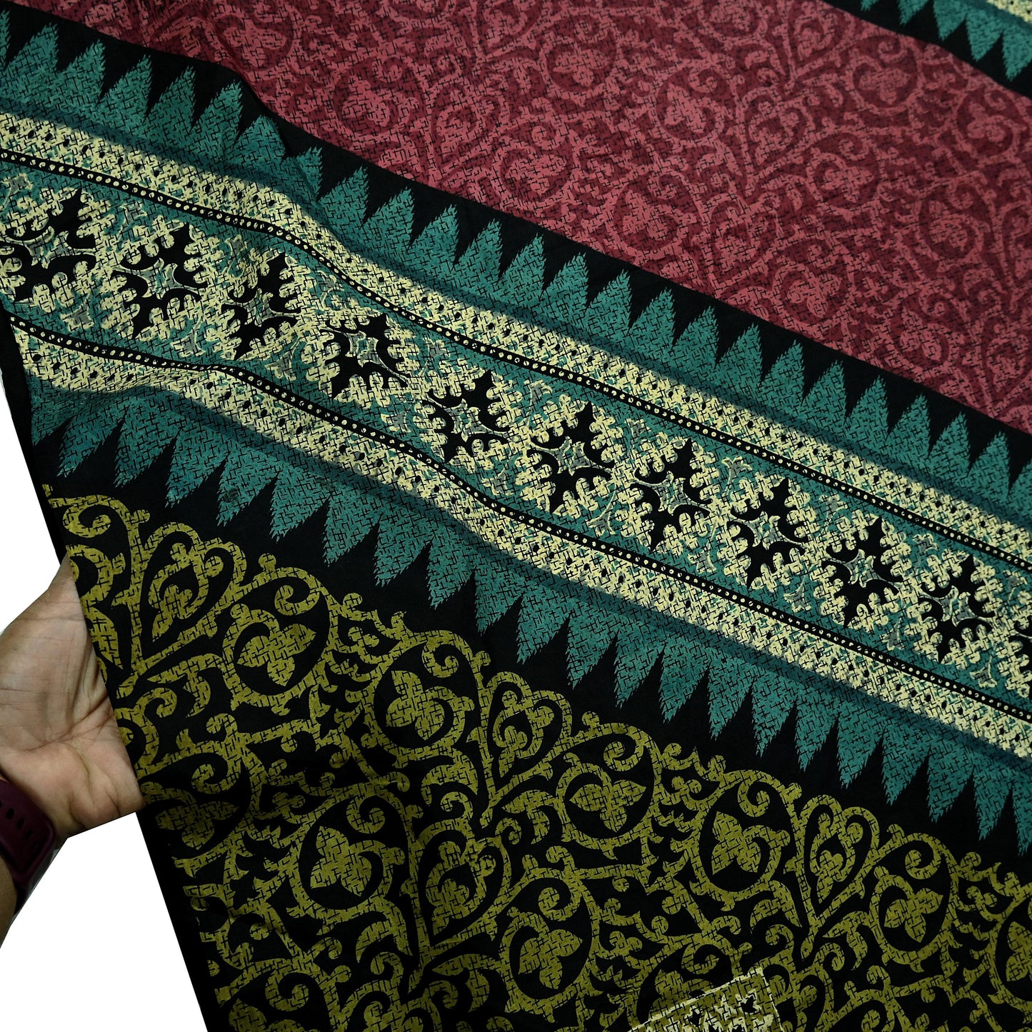 Indian Vintage Black & Beige Saree Pure Silk Printed Sari Craft Fabric 5yd Sewing Dress Making Soft Paisley Quilting Upcycle Crafting