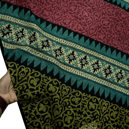 Indian Vintage Black & Beige Saree Pure Silk Printed Sari Craft Fabric 5yd Sewing Dress Making Soft Paisley Quilting Upcycle Crafting