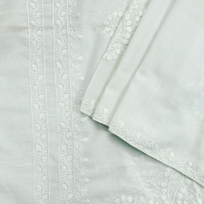 Indian Vintage White Dupatta Long Stole Pure Cotton Hand Embroidered Kantha Scarves Veil Scarf Wrap