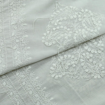 Indian Vintage White Dupatta Long Stole Pure Cotton Hand Embroidered Kantha Scarves Veil Scarf Wrap