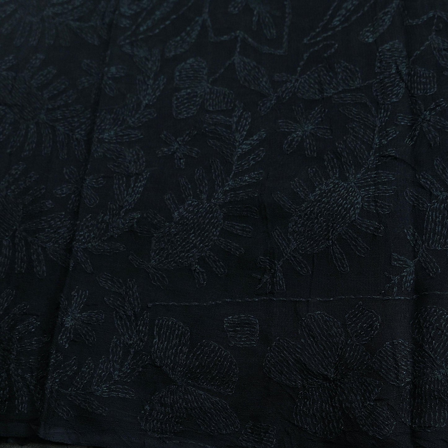 Indian Black Vintage Dupatta Long Stole Hand Embroidered kantha stole Blend Cotton Scarves Veil Wrap Soft Floral