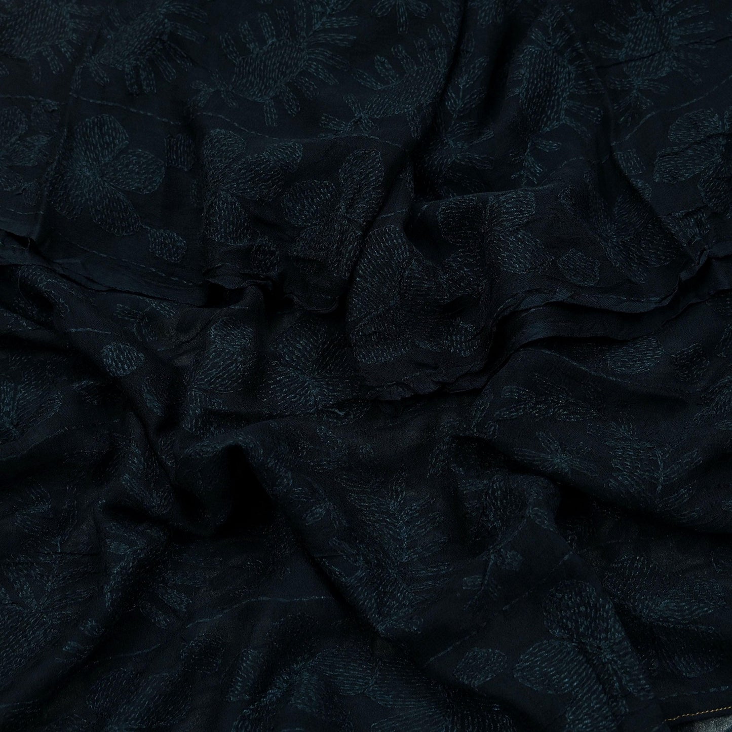 Indian Black Vintage Dupatta Long Stole Hand Embroidered kantha stole Blend Cotton Scarves Veil Wrap Soft Floral