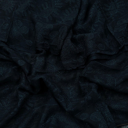 Indian Black Vintage Dupatta Long Stole Hand Embroidered kantha stole Blend Cotton Scarves Veil Wrap Soft Floral