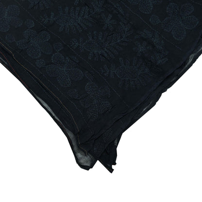 Indian Black Vintage Dupatta Long Stole Hand Embroidered kantha stole Blend Cotton Scarves Veil Wrap Soft Floral