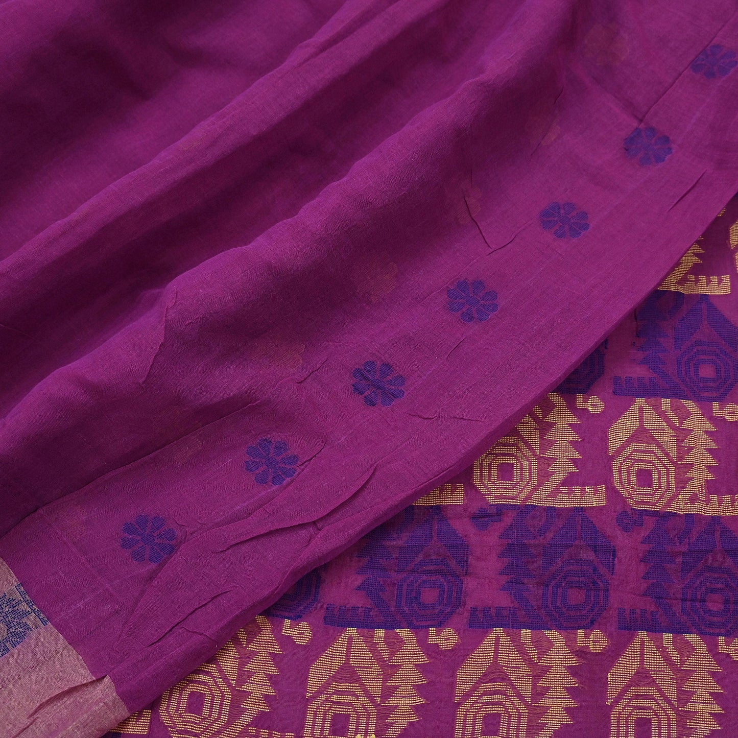 Indian Vintage Sari Purple Pure Cotton Hand Woven Sarees Craft Fabric 5yd Ethnic Crafting Quilting Dress Making Quilting Upcycle