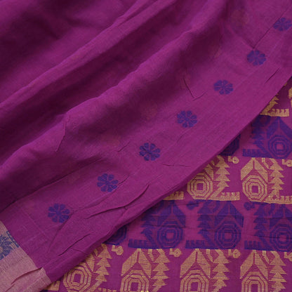 Indian Vintage Sari Purple Pure Cotton Hand Woven Sarees Craft Fabric 5yd Ethnic Crafting Quilting Dress Making Quilting Upcycle