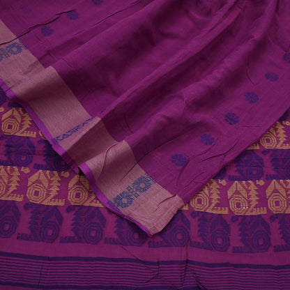 Indian Vintage Sari Purple Pure Cotton Hand Woven Sarees Craft Fabric 5yd Ethnic Crafting Quilting Dress Making Quilting Upcycle