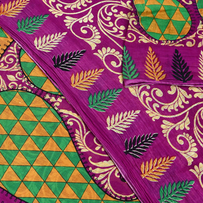 Indian Vintage Sari Purple & Ivory Pure Cotton Printed Saree 5Yd Craft Fabric Sewing Sarong Wrap Boho Floral Quilting crafting dressmaking