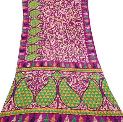 Indian Vintage Sari Purple & Ivory Pure Cotton Printed Saree 5Yd Craft Fabric Sewing Sarong Wrap Boho Floral Quilting crafting dressmaking