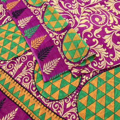 Indian Vintage Sari Purple & Ivory Pure Cotton Printed Saree 5Yd Craft Fabric Sewing Sarong Wrap Boho Floral Quilting crafting dressmaking