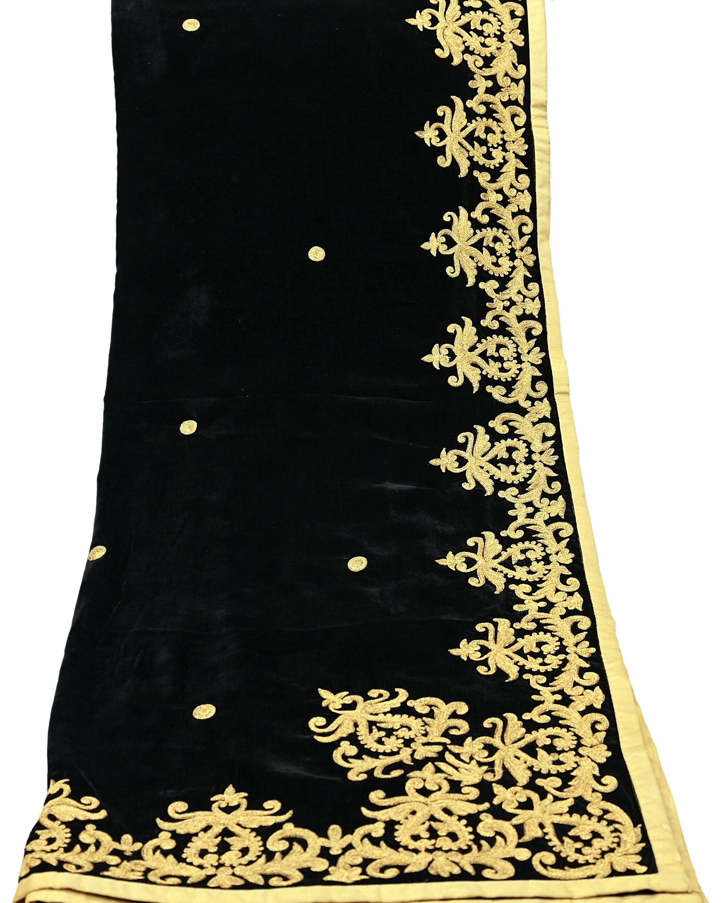 Indian Vintage Heavy Wedding Black Dupatta Velvet Long Stole Hand Embroidered Scarves Zari Hijab Veil Wrap Bridal Dupatta