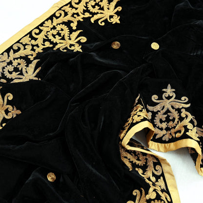 Indian Vintage Heavy Wedding Black Dupatta Velvet Long Stole Hand Embroidered Scarves Zari Hijab Veil Wrap Bridal Dupatta