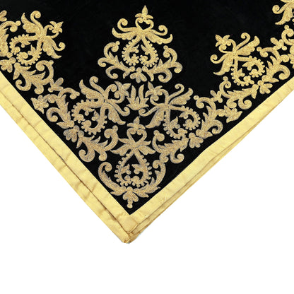 Indian Vintage Heavy Wedding Black Dupatta Velvet Long Stole Hand Embroidered Scarves Zari Hijab Veil Wrap Bridal Dupatta