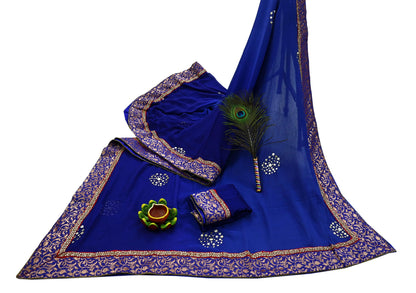 Indian Vintage Heavy Sarees Purple Pure Georgette Silk Hand Embroidered Sari Fabric 6Yd Sewing Ethnic Zardozi/dabka zari With Blouse Pcs