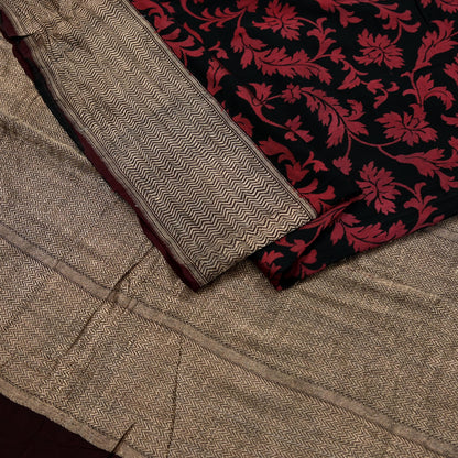 Indian Vintage Heavy Sari Black Hand Woven Sarees 100% Pure Silk Zari 5Yd Dress making Crafting Upcycle Quilting Floral