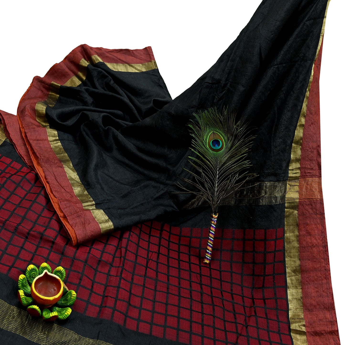Indian Vintage Heavy Sari Black Pure Khadi Silk Handloom Saree Craft Fabric 5yd Ethnic Wear Dress making For Crafting Quilting