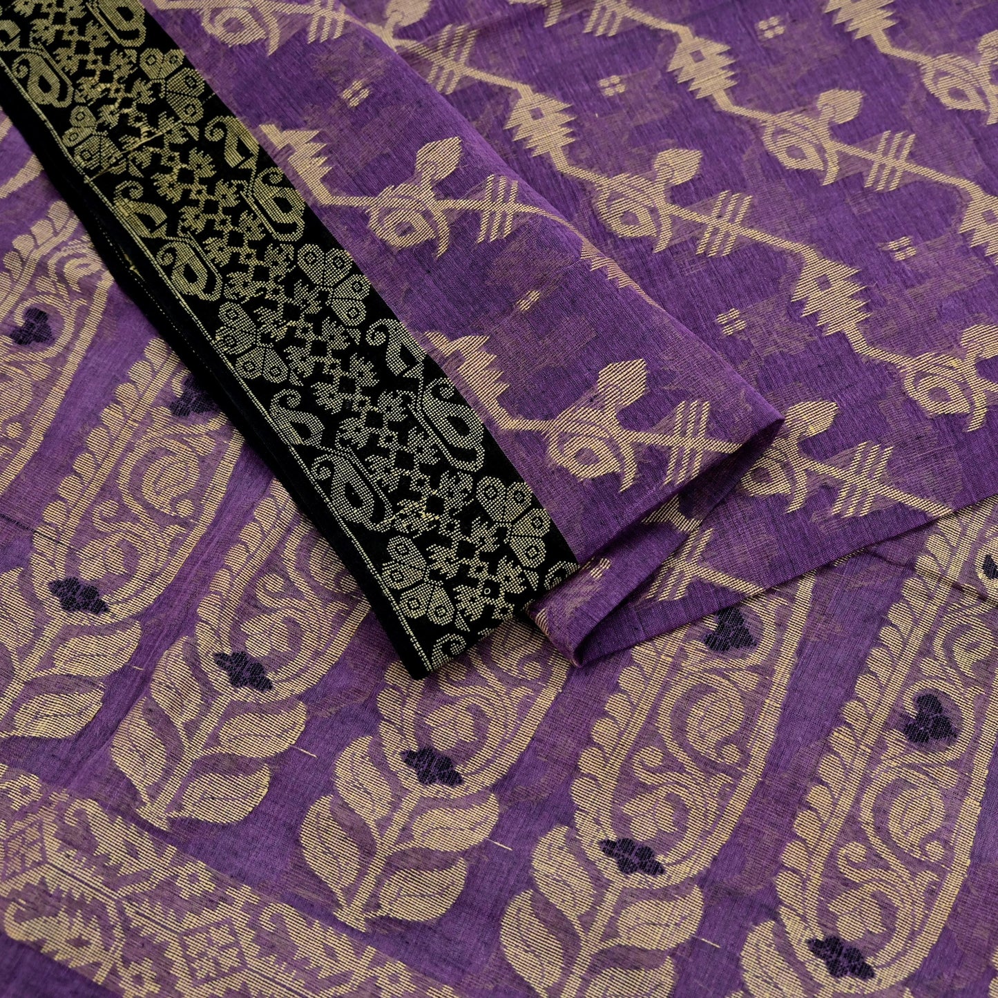Indian Vintage Sari Purple Pure Cotton Hand Woven Sarees Craft Fabric 5yd Ethnic Crafting Quilting Dress Making Quilting With Blouse Fabric
