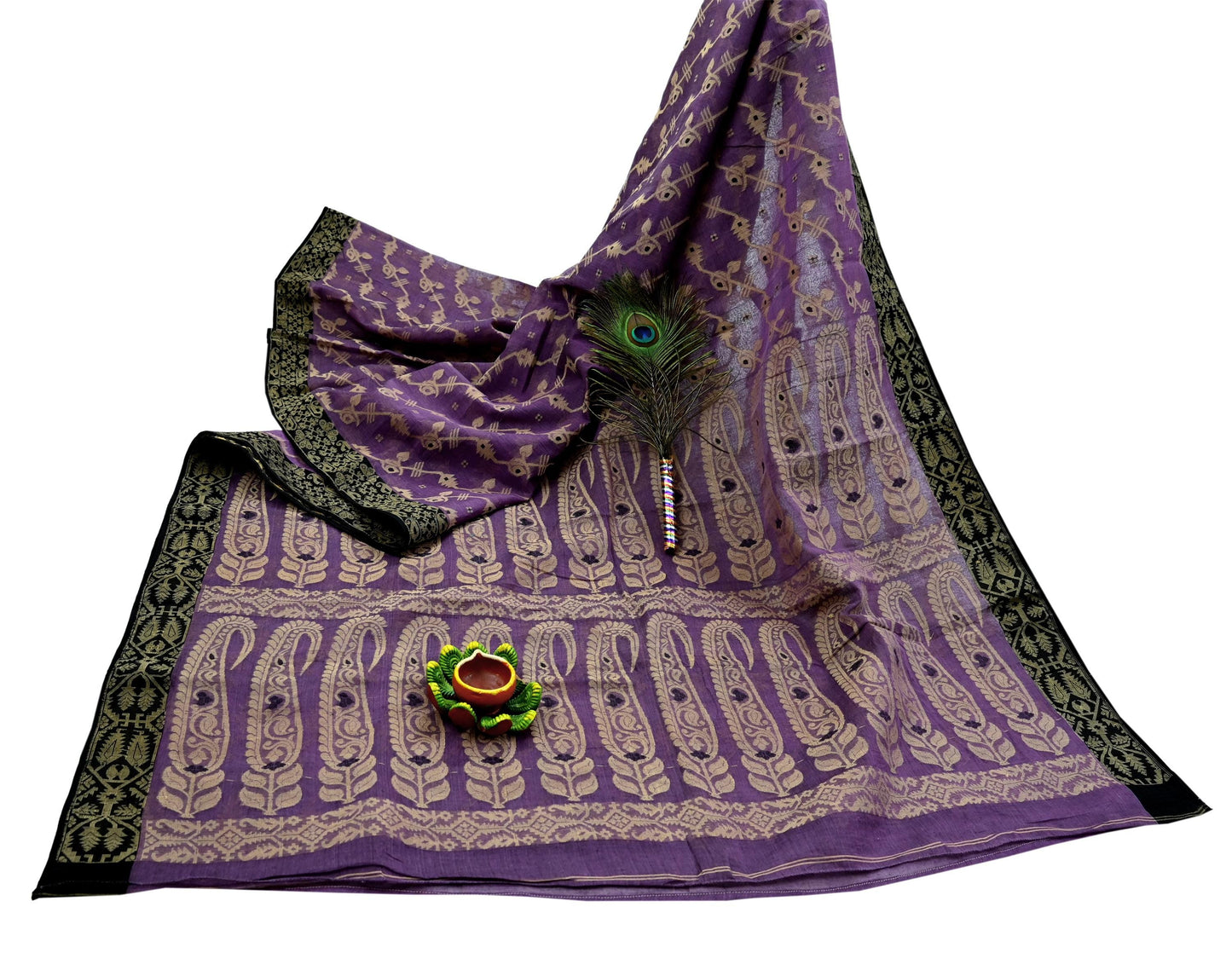 Indian Vintage Sari Purple Pure Cotton Hand Woven Sarees Craft Fabric 5yd Ethnic Crafting Quilting Dress Making Quilting With Blouse Fabric