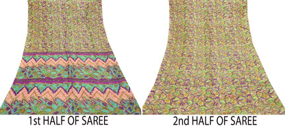 Indian Vintage Multi Saree 100% Pure Silk Printed Sari Craft Fabric 5yd Sewing Dress Making Soft Floral Crafting Quilting Upcycle