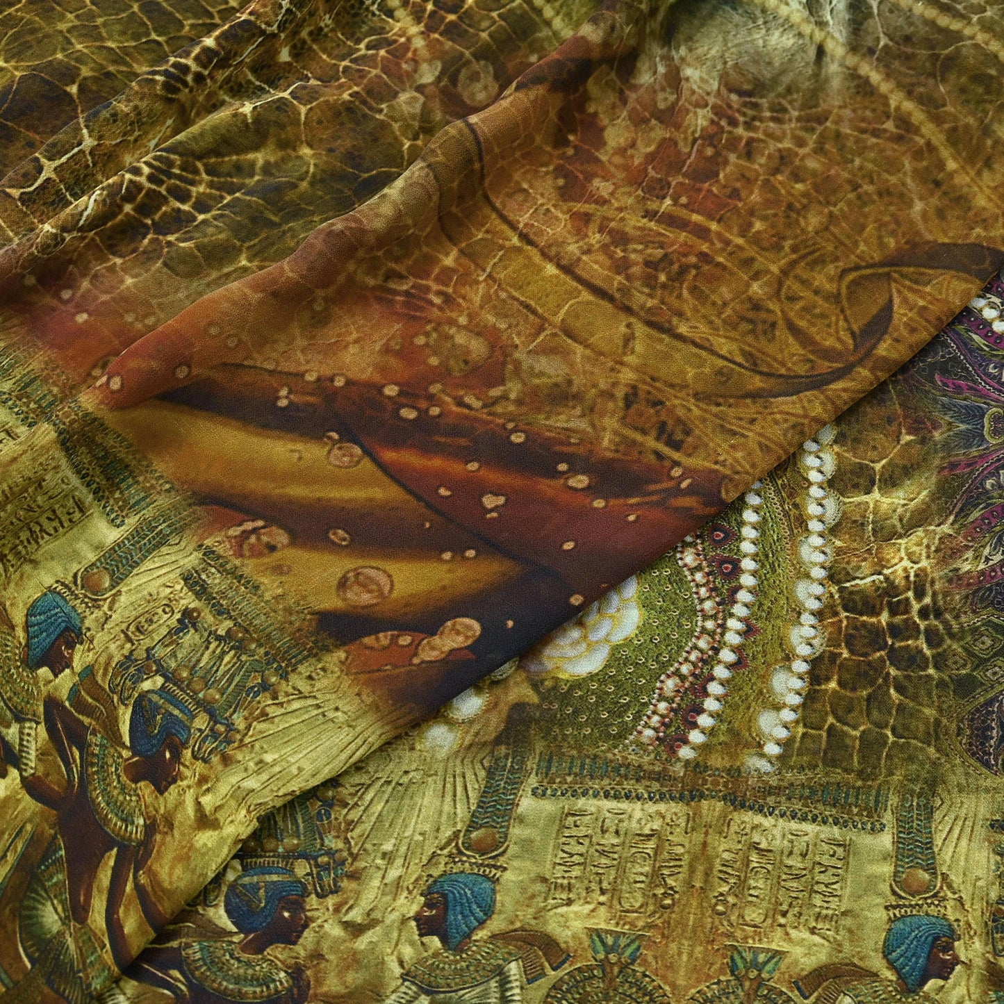 Indian Vintage Multi Saree Pure Georgette Silk Digital Printed Sari Sewing 5yd Craft Fabric Soft Floral Crafting Dress Making Quilting