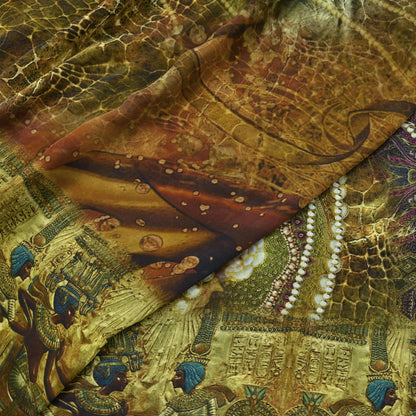Indian Vintage Multi Saree Pure Georgette Silk Digital Printed Sari Sewing 5yd Craft Fabric Soft Floral Crafting Dress Making Quilting