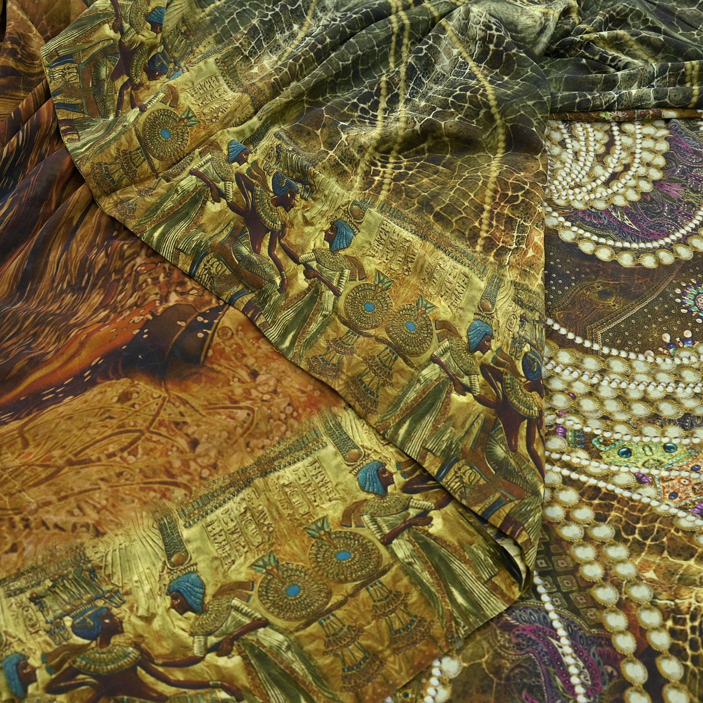 Indian Vintage Multi Saree Pure Georgette Silk Digital Printed Sari Sewing 5yd Craft Fabric Soft Floral Crafting Dress Making Quilting