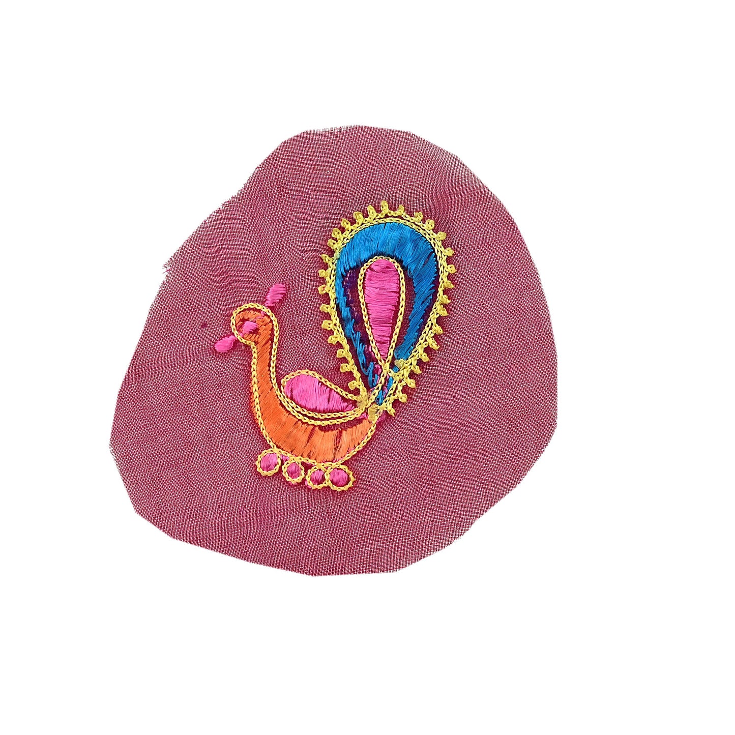 Indian Vintage 5 Pcs Rare Appliques Maroon Georgette Applique VERY OLD ANTIQUE Vintage Embroidered Snippets Remnants Craft Journals Peacock