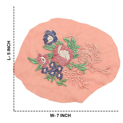 Indian Vintage 2 Pcs Rare Appliques Peach Georgette Applique VERY OLD ANTIQUE Vintage Embroidered Snippets Remnants Craft Journals Peacock