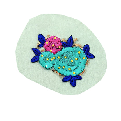 Indian Vintage 5 Pcs Rare Appliques Green Net Applique VERY OLD ANTIQUE Vintage Embroidered Snippets Remnants Craft Journals