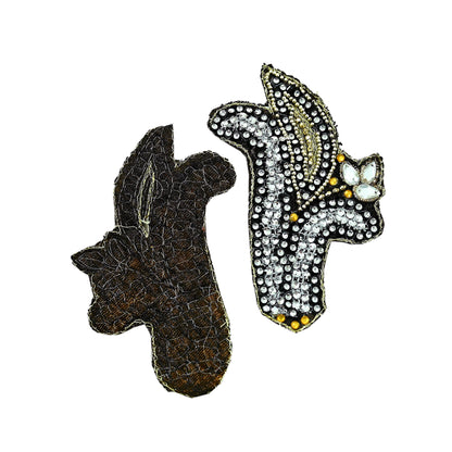 Indian Vintage 3 Pcs Rare Appliques Black Georgette Applique VERY OLD ANTIQUE Vintage Embroidered Snippets Remnants Craft Journals