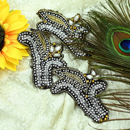 Indian Vintage 3 Pcs Rare Appliques Black Georgette Applique VERY OLD ANTIQUE Vintage Embroidered Snippets Remnants Craft Journals