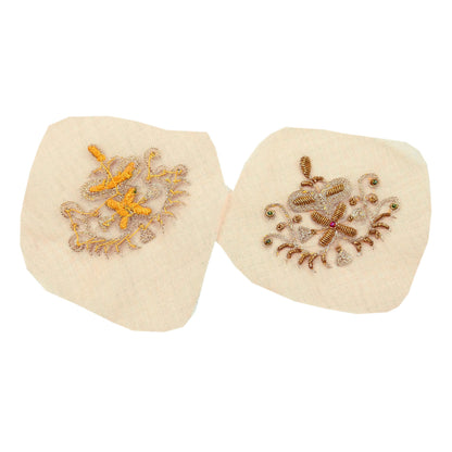 Indian Vintage 3 Pcs Rare Appliques Peach Georgette Applique VERY OLD ANTIQUE Vintage Embroidered Snippets Remnants Craft Journals