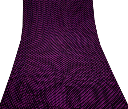 Indian Women Vintage Sari Black & Purple 100% Pure Georgette Silk Printed Saree Sewing 5yd Soft Craft Fabric Dress Making Dress Designing