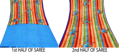 Indian Vintage Saree Multi Satin Printed Sari 5yd Sewing Floral Soft Craft Fabric Dressmaking For Crafting Quilting Upcycle