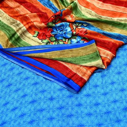 Indian Vintage Saree Multi Satin Printed Sari 5yd Sewing Floral Soft Craft Fabric Dressmaking For Crafting Quilting Upcycle