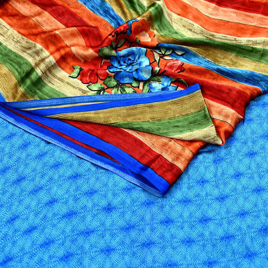 Indian Vintage Saree Multi Satin Printed Sari 5yd Sewing Floral Soft Craft Fabric Dressmaking For Crafting Quilting Upcycle