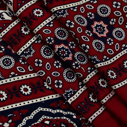 Indian Vintage Dupatta Maroon & Blue Long Stole Printed Hijab Blend Cotton Scarves Veil Soft Wrap Boho