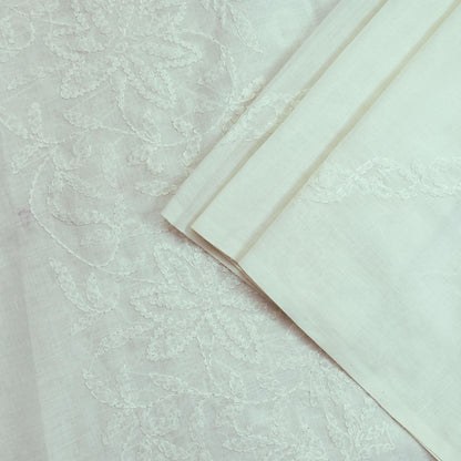 Indian Vintage White Dupatta Long Stole Pure Cotton Hand Embroidered Kantha Scarves Veil Scarf Wrap