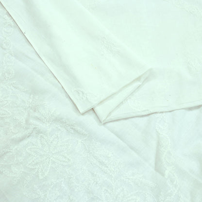 Indian Vintage White Dupatta Long Stole Pure Cotton Hand Embroidered Kantha Scarves Veil Scarf Wrap