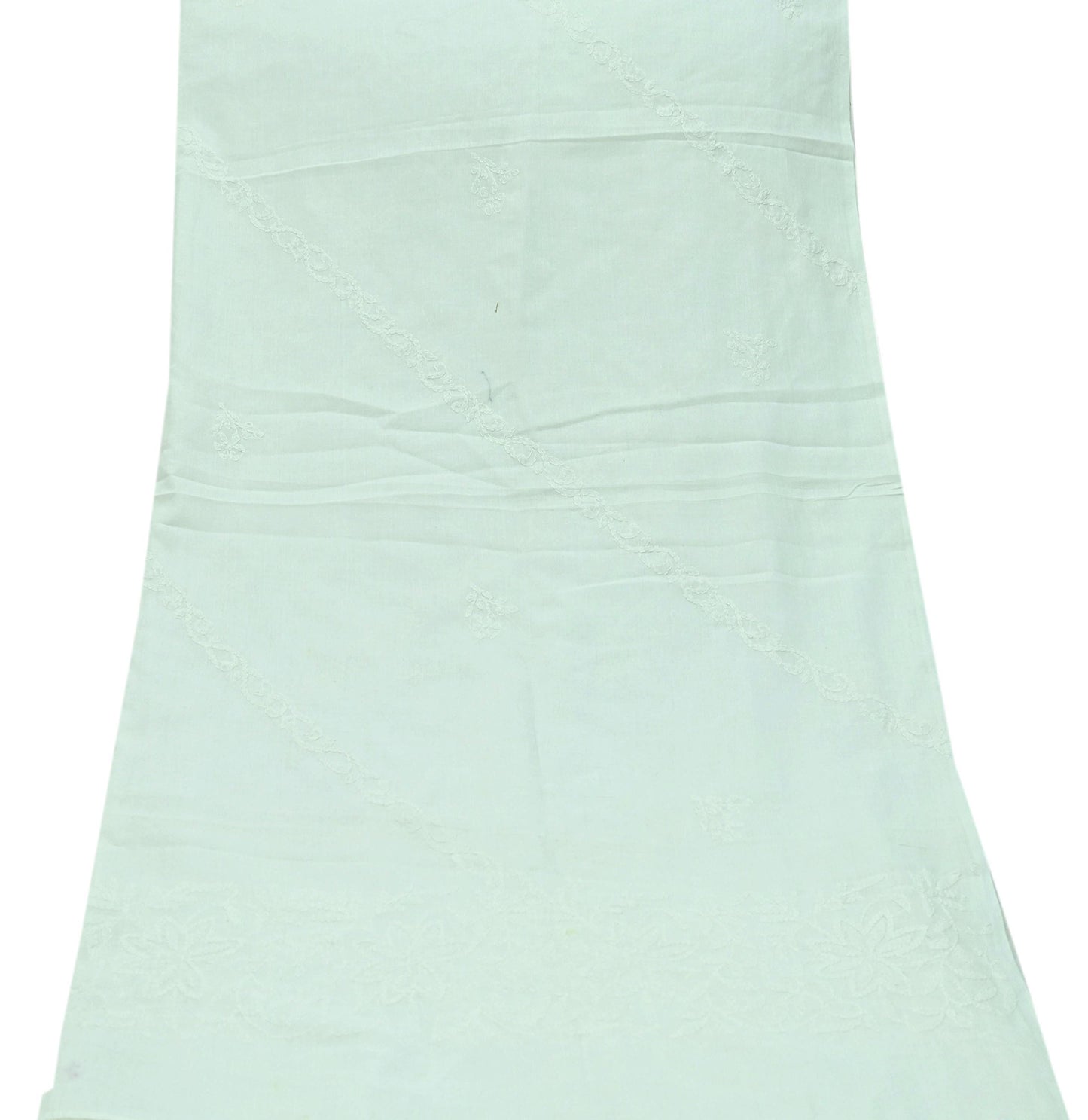 Indian Vintage White Dupatta Long Stole Pure Cotton Hand Embroidered Kantha Scarves Veil Scarf Wrap