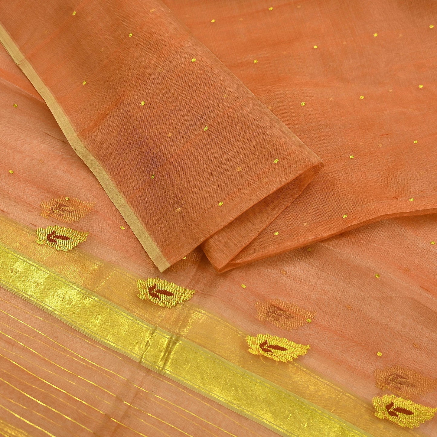 Indian Vintage Dupatta Orange Pure Organza Silk Long Stole Hand Woven Scarves Veil Zari Sequins