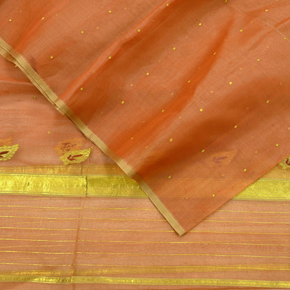 Indian Vintage Dupatta Orange Pure Organza Silk Long Stole Hand Woven Scarves Veil Zari Sequins