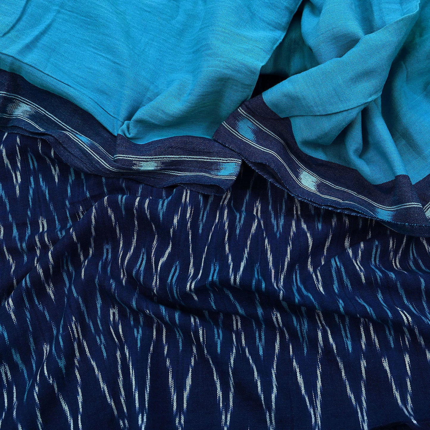 Indian Vintage Dupatta Blue Long Stole Hand woven Sambalpuri Ikat Hijab Pure Cotton Scarves Veil