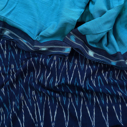 Indian Vintage Dupatta Blue Long Stole Hand woven Sambalpuri Ikat Hijab Pure Cotton Scarves Veil
