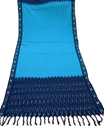 Indian Vintage Dupatta Blue Long Stole Hand woven Sambalpuri Ikat Hijab Pure Cotton Scarves Veil