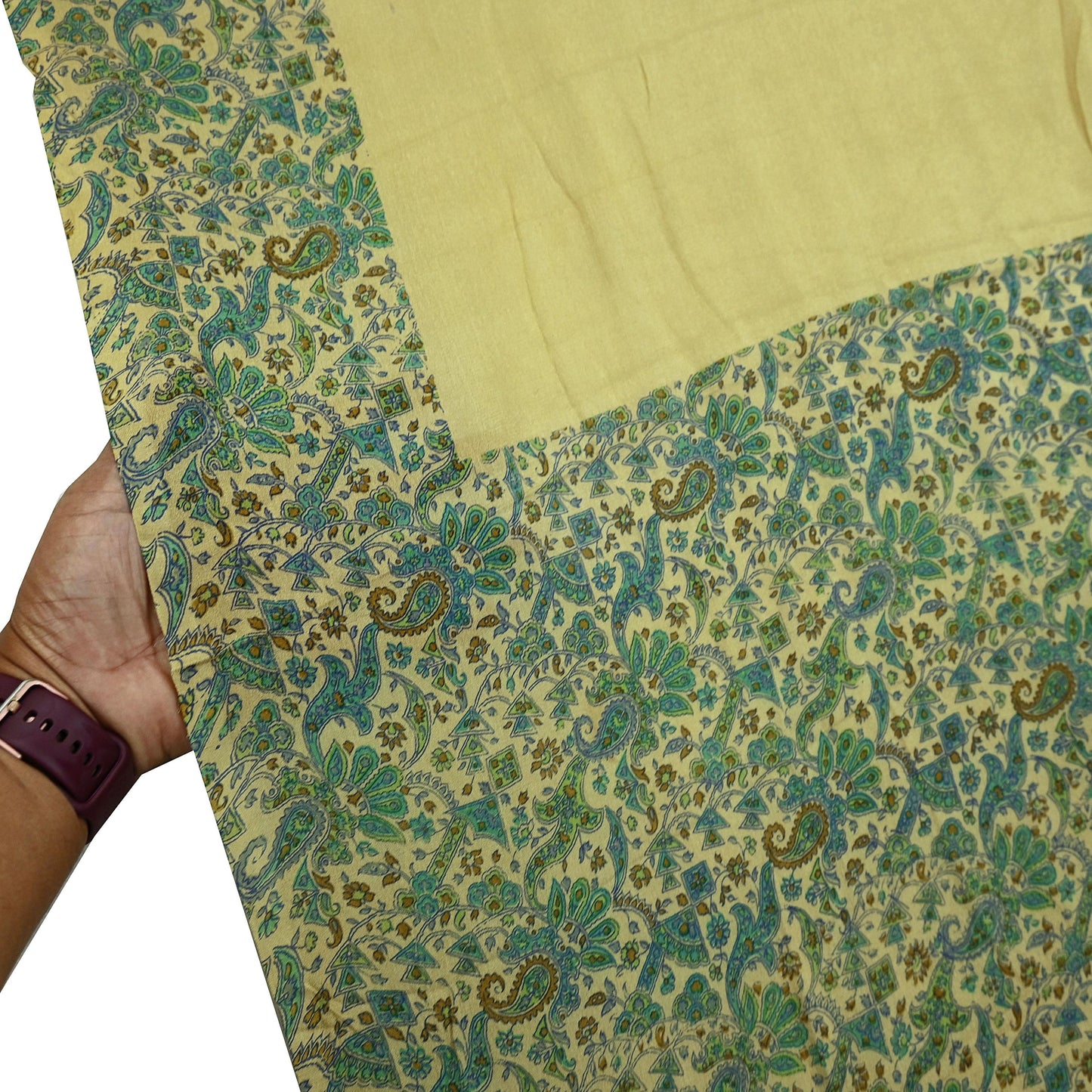 Women Indian Vintage Dupatta Beige Long Stole Pure silk Printed Dupatta Veil Scarves soft Boho Wrap Dressmaking Floral Design